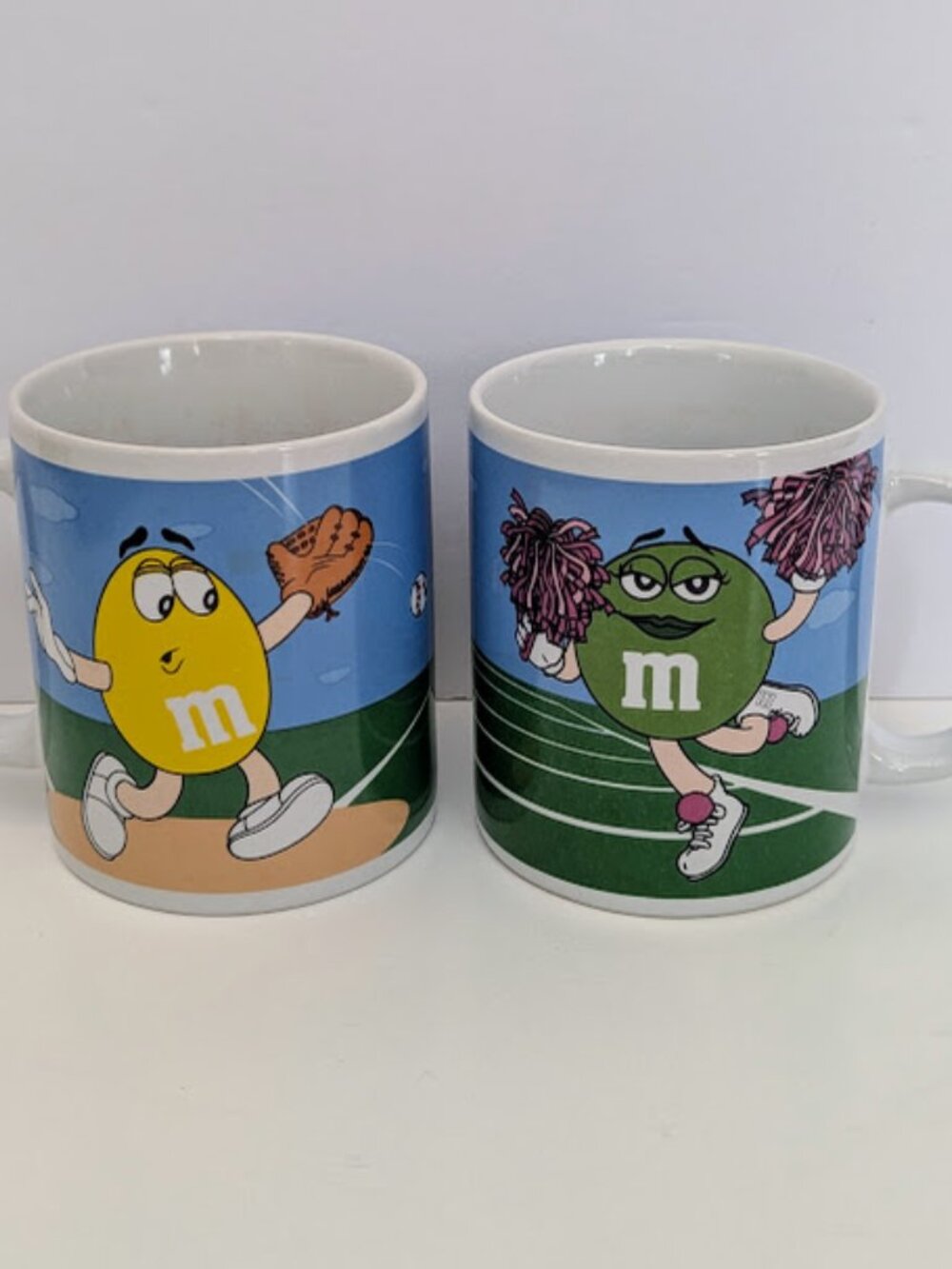 Vintage 2003 M&M’s Sports Coffee Mug Set of 2 Galerie Character Cups